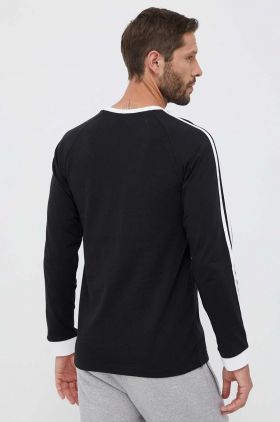 adidas Originals longsleeve din bumbac 3-Stripes Long Sleeve Tee culoarea negru, cu imprimeu  IA4877