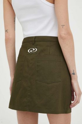 Résumé fusta jeans culoarea verde, mini, drept