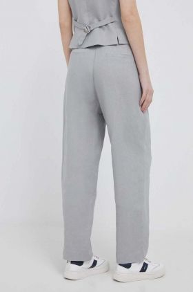 Dkny pantaloni din in culoarea gri, mulata, high waist