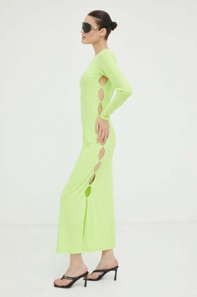 Résumé rochie culoarea verde, maxi, drept