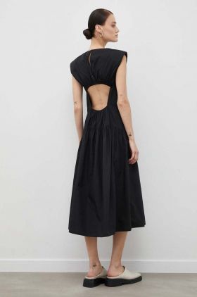2NDDAY rochie din bumbac culoarea negru, midi, evazati