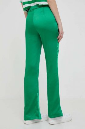 United Colors of Benetton pantaloni femei, culoarea verde, drept, high waist