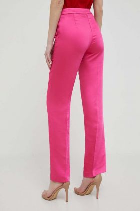 United Colors of Benetton pantaloni femei, culoarea roz, drept, high waist