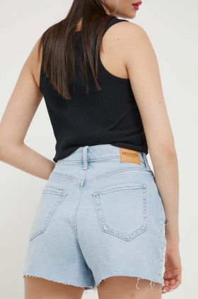 Hollister Co. pantaloni scurti jeans CURVY JEANS femei, cu imprimeu, high waist