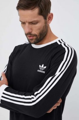 adidas Originals longsleeve din bumbac 3-Stripes Long Sleeve Tee culoarea negru, cu imprimeu  IA4877