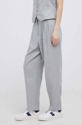 Dkny pantaloni din in culoarea gri, mulata, high waist