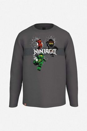 Lego longsleeve din bumbac pentru copii culoarea gri, cu imprimeu, Koszulka Lego Wear T-shirt LS 12010467 259