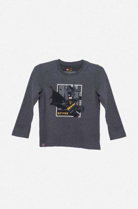 Lego longsleeve din bumbac pentru copii culoarea gri, cu imprimeu, Koszulka Lego Wear T-Shirt LS 12010648 577