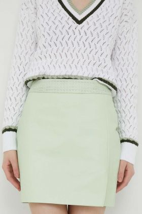 Pepe Jeans fusta culoarea verde, mini, drept