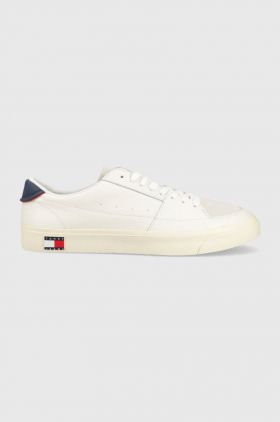 Tommy Jeans sneakers din piele TOMMY JEANS VULCANIZED ESS culoarea alb, EM0EM01106