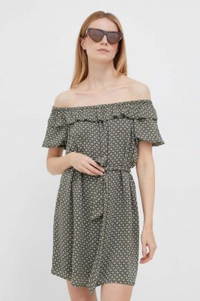 Pepe Jeans rochie culoarea verde, mini, drept