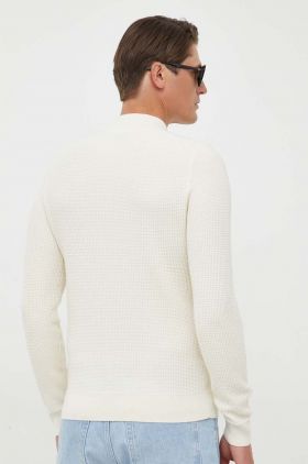 BOSS pulover de lana barbati, culoarea bej, light, cu turtleneck