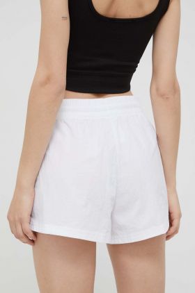 adidas pantaloni scurți femei, culoarea alb, cu imprimeu, high waist HA7154