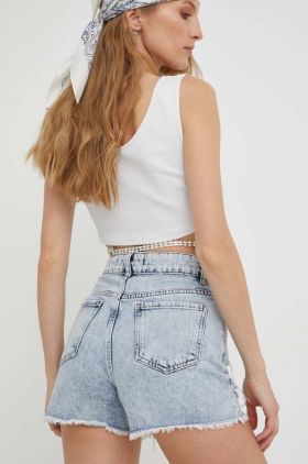 Answear Lab pantaloni scurti jeans femei, cu imprimeu, high waist