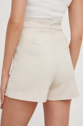 Answear Lab pantaloni scurti femei, culoarea bej, cu imprimeu, high waist