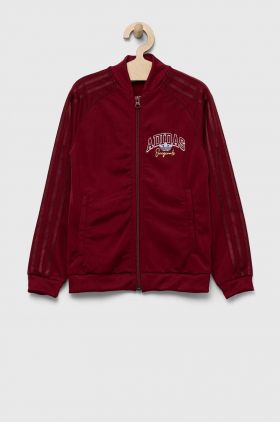 adidas Originals bluza copii culoarea bordo, cu imprimeu