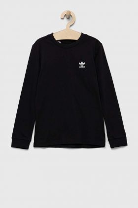 adidas Originals longsleeve din bumbac pentru copii culoarea negru, neted