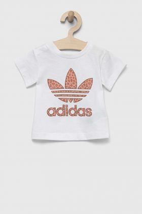 adidas Originals tricou de bumbac pentru copii culoarea alb