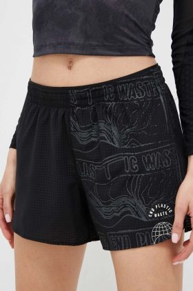 adidas Performance pantaloni scurți de alergare Run for the Oceans culoarea negru, cu imprimeu, medium waist