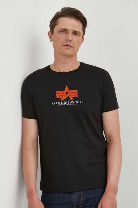 Alpha Industries tricou din bumbac culoarea negru, cu model