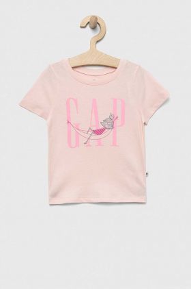 GAP tricou de bumbac pentru copii culoarea roz