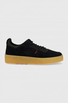 HUGO sneakers din piele intoarsă Evan culoarea albastru marin, 50493159