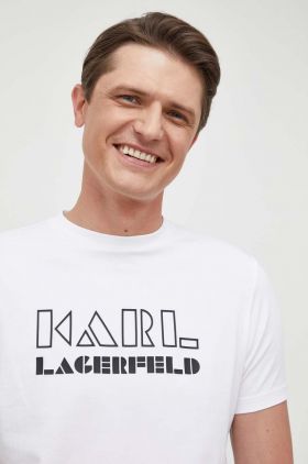 Karl Lagerfeld tricou barbati, culoarea alb, modelator