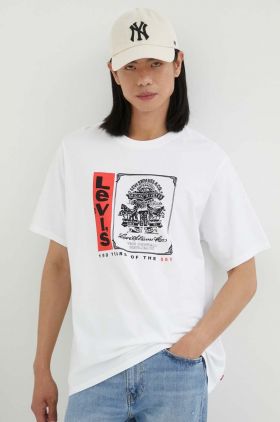 Levi's tricou din bumbac culoarea alb, cu imprimeu