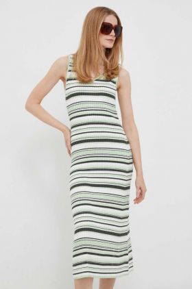 Pepe Jeans rochie culoarea verde, midi, mulata