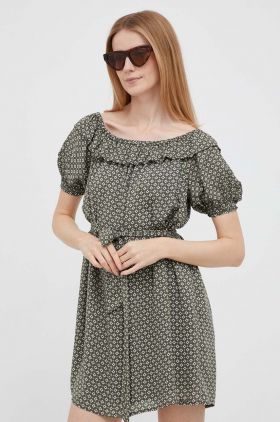 Pepe Jeans rochie culoarea verde, mini, drept