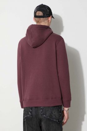 Alpha Industries bluză Basic Hoody bărbați, culoarea bordo, cu glugă, cu imprimeu 178312.21-maroon