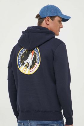 Alpha Industries bluză Space Shuttle Hoody bărbați, culoarea bleumarin, cu glugă, cu imprimeu 178317.07-navy