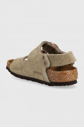 Birkenstock sandale din piele intoarsa pentru copii Milano culoarea bej