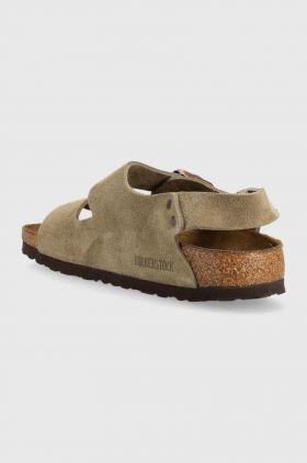 Birkenstock sandale din piele intoarsa pentru copii Milano culoarea bej