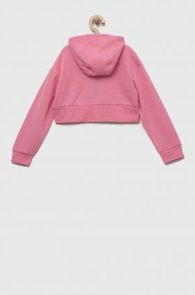 adidas Originals bluza copii culoarea roz, cu glugă, cu imprimeu