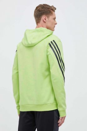 adidas bluza barbati, culoarea verde, cu glugă, cu imprimeu