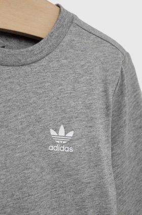 adidas Originals longsleeve din bumbac pentru copii culoarea gri, melanj