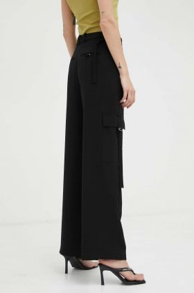 Drykorn pantaloni femei, culoarea negru, drept, high waist