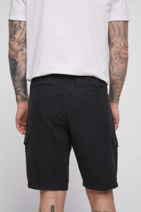 Medicine pantaloni scurti din in culoarea negru