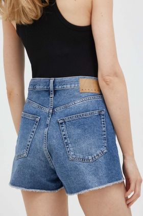 Sisley pantaloni scurti din bumbac neted, high waist