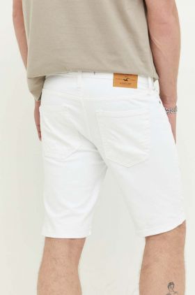 Hollister Co. pantaloni scurti jeans barbati, culoarea alb