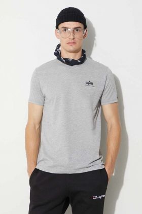 Alpha Industries tricou Basic T Small Logo bărbați, culoarea gri, cu imprimeu 188505.17-grey