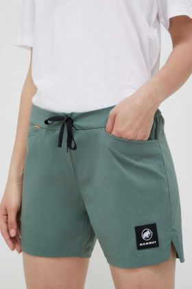 Mammut pantaloni scurți outdoor Massone Light culoarea verde, neted, medium waist