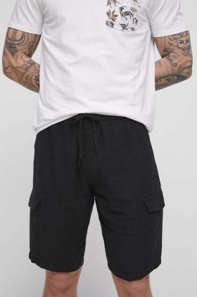 Medicine pantaloni scurti din in culoarea negru