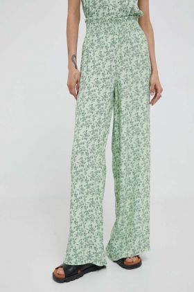 Pepe Jeans pantaloni femei, culoarea verde, drept, high waist