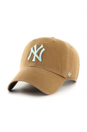 47brand șapcă de baseball din bumbac MLB New York Yankees culoarea bej, cu imprimeu