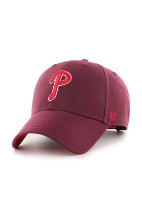 47brand șapcă de baseball din bumbac MLB Philadelphia Phillies culoarea bordo, cu imprimeu