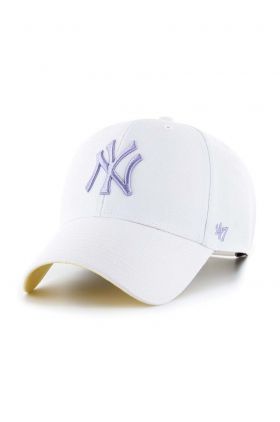 47brand șapcă din amestec de lână MLB New York Yankees culoarea alb, cu imprimeu