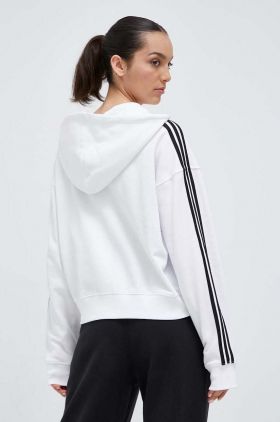 adidas hanorac de bumbac femei, culoarea alb, cu glugă, cu imprimeu  IK8387