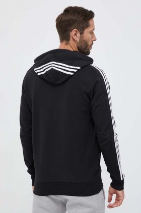 adidas hanorac de bumbac bărbați, culoarea negru, cu glugă, cu imprimeu  IC0433